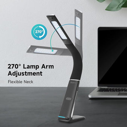 LED Desk Lamp with Wireless Charger, USB Charging Port, Stepless dimmable brightness, Natural Lights, Desk Lamps for Home Office, Table Lamp Eye Caring Reading Light, Gesture Control desk light