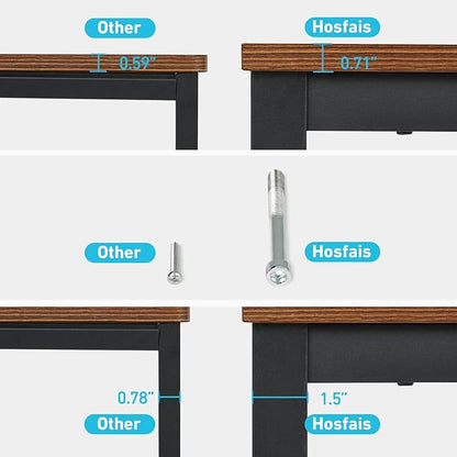 Computer Desk 40" with Power Strip, Office Writing Study, Small Computer Desks Easy Assembly Stable Metal Frame, Desk for Home Office Small Space Workbench Workstation, Rustic Brown