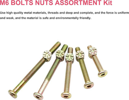 Simmons Crib Parts Hardware Replacement Kit, cSeao 25-Set Hex Socket Cap Bolts Barrel Nuts Assortment Kit for Bunk Beds Cot Chairs Furniture Assembling, M6x35mm/ 45mm/ 55mm/ 65mm/ 75mm