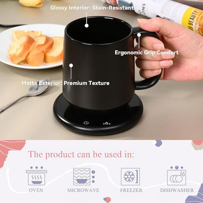Miicol Ceramic Coffee Mug, 16 oz Large Coffee Cup, Tea Mug with Handle, Flat Bottom Mug for Men, Women, Office, Microwave and Dishwasher Safe, Multi-Color, Black