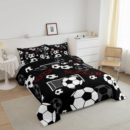 Feelyou Football Comforter Set Full Size Rugby Sports Comforter for Kids Teens Adults Soccer Ball Game Bedding Set Gift for Football Lover Duvet Set Room Decor 3Pcs with 2 Pillow Case