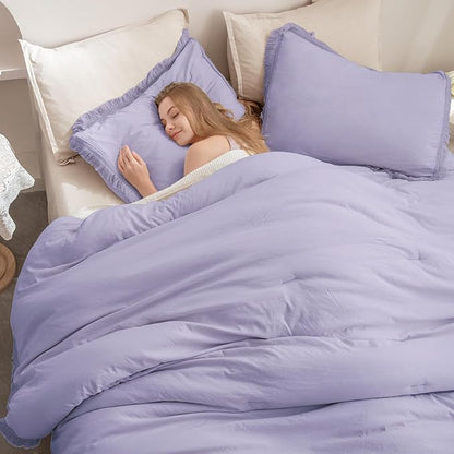 Andency California King Comforter Set Lavender - Purple 3 Pieces Cal King Boho Lightweight Bedding Comforter Sets, Oversized All Season Tassel Soft Fluffy Bed Set (104x96In Comforter & 2 Pillowcases)