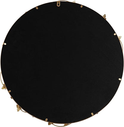 Kate and Laurel Rosella Modern Ornate Round Wall Mirror, 26 Inch Diameter, Gold, Circle Mirror with Floral Detailing for Use as Bathroom Mirror for Over Sink or Cute Nursery Mirror Decor