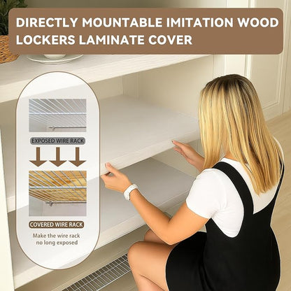 5 Pack 46x12in Wire Shelf Cover for Pantry, Closet, Kitchen – Waterproof PVC Wood-Look Wire Rack Covers for Shelves, Multiple No-Tool Installation