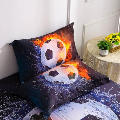 Wajade Football Soccer Comforter Set Bed in A Bag Full Size 3D Galaxy Soccer Ball Sports Bedding Set for Boys Kids (1 Comforter, 1 Flat Sheet, 1 Fitted Sheet, 2 Pillowcase and 2 Pillow Sham)