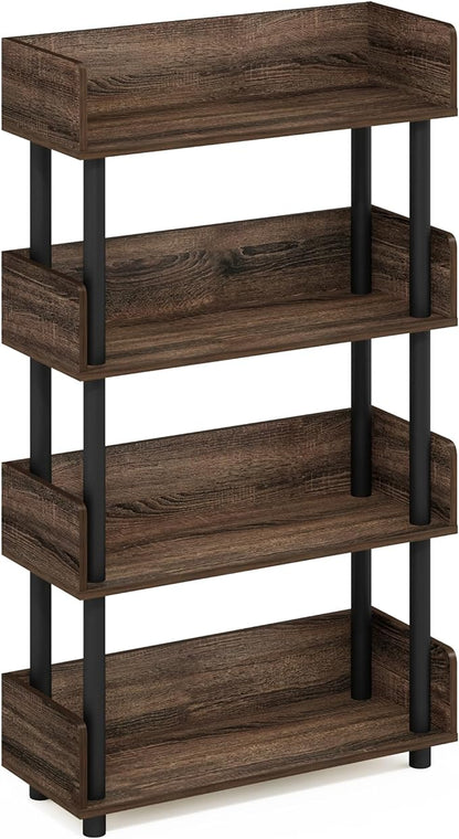 Furinno Turn-N-Tube 4-Tier Toolless Freestanding Multipurposes Display Rack, Walnut
