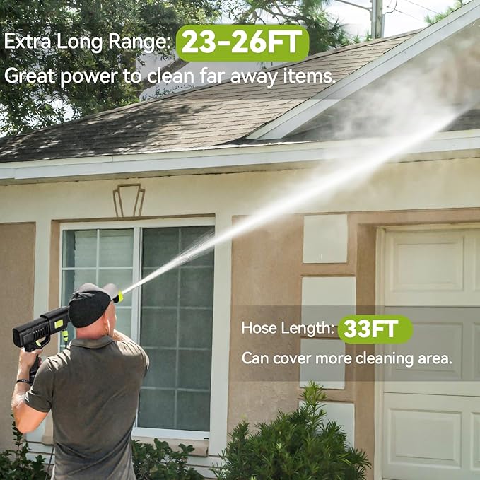 Portable Cordless Pressure Washer, 990PSI Portable Pressure Washer, Battery Powered 15000mAh, 6-in-1 Nozzle,10 Level,Handheld Car Washer, 33FT Hose, Power Cleaner for Car, Patio,Floor,Garden