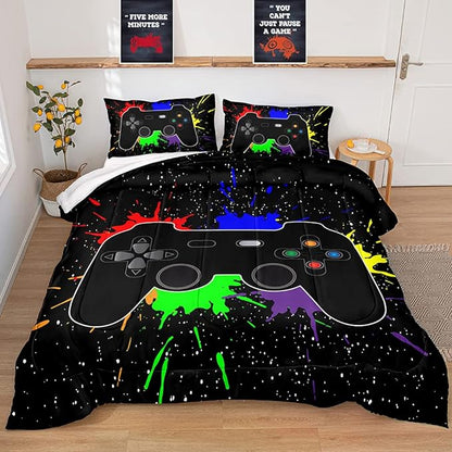 Gaming Comforter for Boys Teen,Game Contoller Bedding Set for Boys Kids,Down Alternative Comforter for All Season,Gamer Home Decor for Boys Comforter Set (Comforter-Game27, Full)