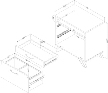 South Shore Helsy 2-Drawer File Cabinet, Lateral, Soft Elm and White