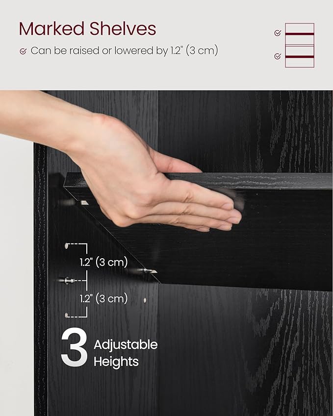 VASAGLE Bookshelf, 23.6 Inches Wide, 4-Tier Open Bookcase with Adjustable Storage Shelves, Floor Standing Unit, Ebony Black ULBC164T56