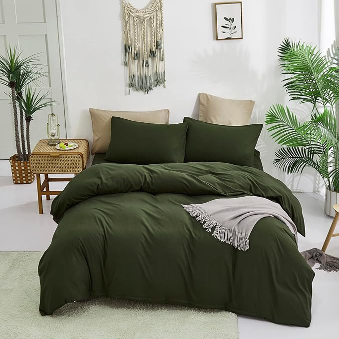 Army Green Comforter Twin Dark Green Bedding Set Deep Green Comforter Teens 3 PCs Hunter Green Comforter 1 Twin Size Comforter (68x90 inches) with 2 Pillowcases (20x26 inches)