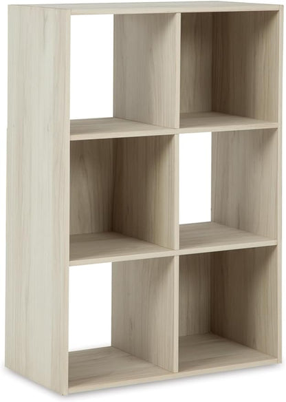 Signature Design by Ashley Socalle Modern 6 Cube Storage Organizer or Bookcase, Whitewash