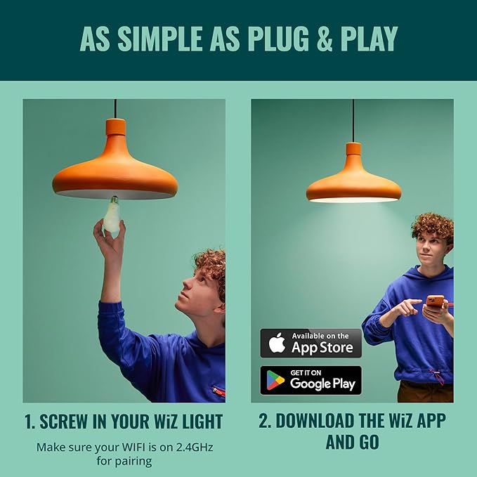 WiZ 60W A19 Color LED Smart Bulb - Pack of 6 - E26- Indoor - Connects to Your Existing Wi-Fi - Control with Voice or App + Activate with Motion - Matter Compatible