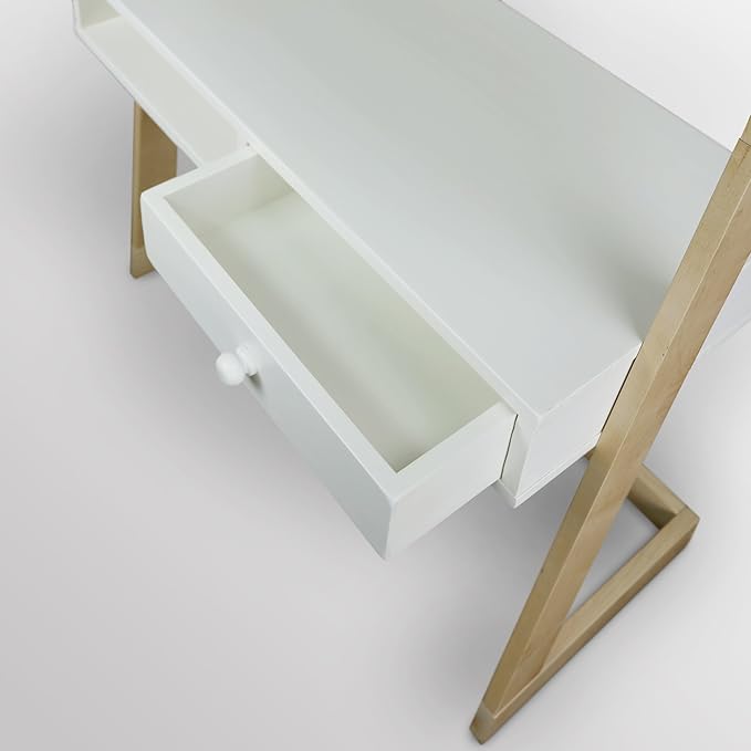 American Trails Freestanding Ladder Desk With Drawer, Natural Maple/White