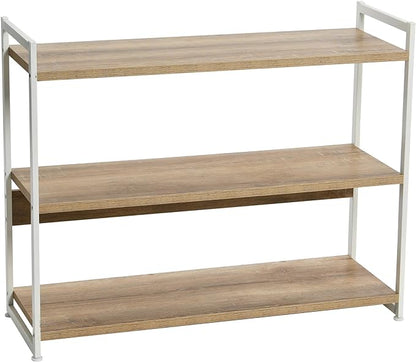 Household Essentials 3 Tier Wide Bookshelf, Coastal Oak Finish