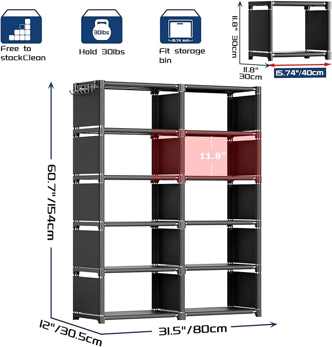 Mavivegue Bookshelf,10 Cube Storage Organizer,Book Shelf Organizer,Tall Bookcase Shelf,Book Cases/Shelves,Black Cube Shelf,Cubbies Closet Storage Organizer Shelves for Bedroom,Living Room,Home,Office
