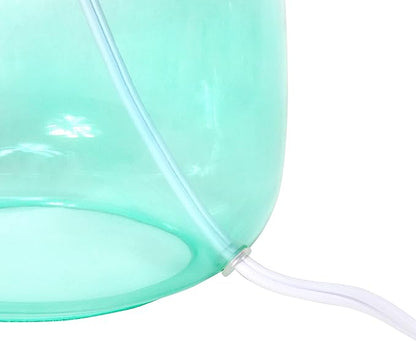 Simple Designs LT2064-AOW Aqua Glass Table Lamp with White Fabric Shade
