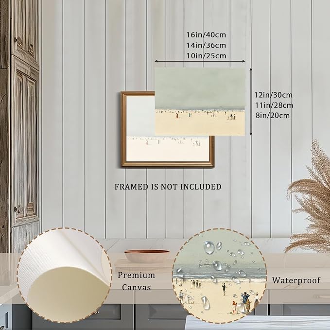 XOCUUI Vintage Wall Decor Ocean Art - 12x16 French Country Coastal Wall Art, Seascape Nautical Pictures Sailing Boat Artwork, Beach Landscape Prints Vintage Coastal Decor for Bedroom (UNFRAMED)