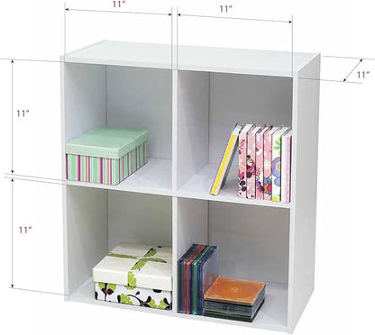KB Designs - 4-Cube Bookcase, Unit Shelf, Storage Organizer, White