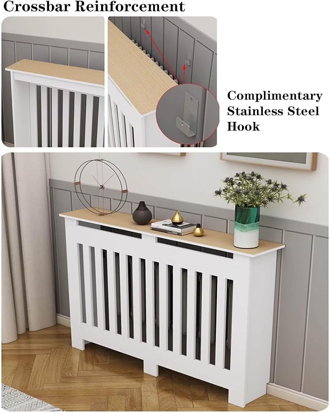Modern Radiator Covers Wall Heater Cover Cabinet Shelf Bathroom Floor Radiator Shelve, Hide Cluttered Pipes/Easy to Install, Suitable for Household Living Room, White(19.7" Lx23.6 Hx7.9 W)