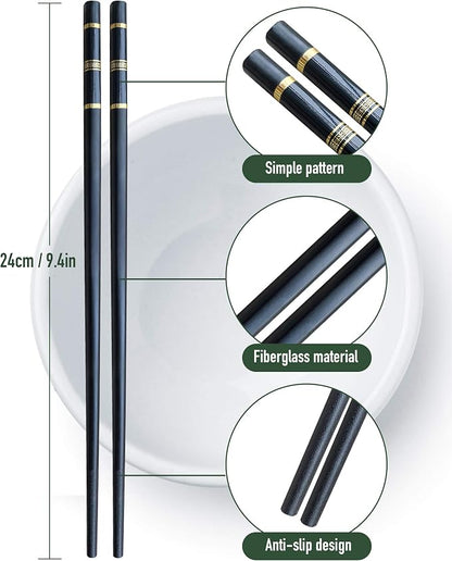 Glass Fiber Chopsticks-Reusable Japanese-style, Chinese-style and Korean-style Chopsticks, Dishwasher-safe, ï¼ˆ2 Pairs Gift Setï¼‰
