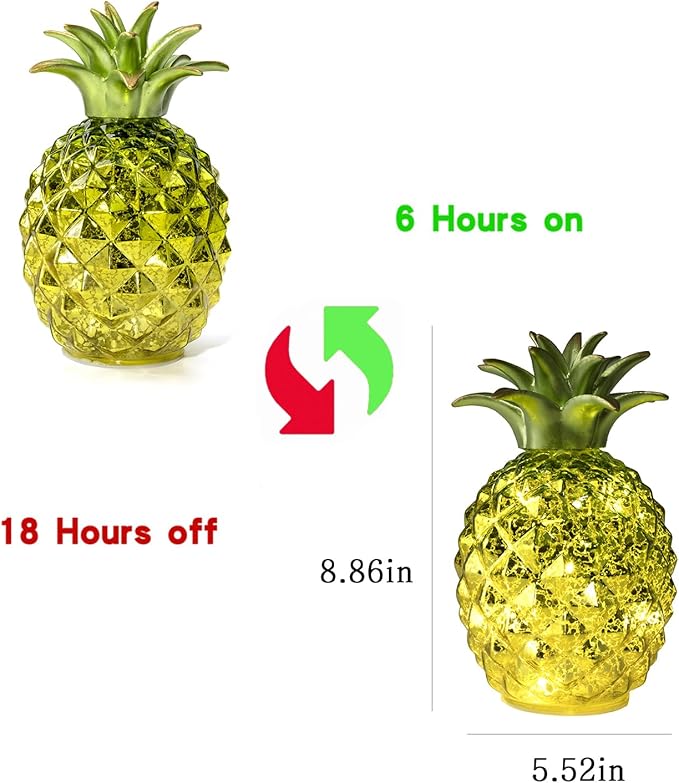 Life has light，Mercury Glass Pineapple lamp, Night Light with Timer, Glass Desk lamp for Bedroom, Dressing Table, Living Room, Children's Room, Coffee Table, Holiday Decoration, Gifts for Women.