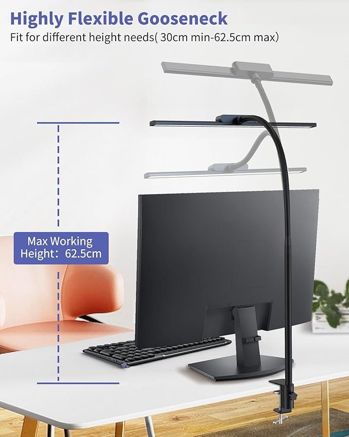 EppieBasic Desk Lamp, Architect Desk Lights for Home Office, Eye Care Led Desk Lamps with Clamp Dimmable & 4 Color Modes, 24V Bright Table Lamp Office Lighting for Working Reading Study