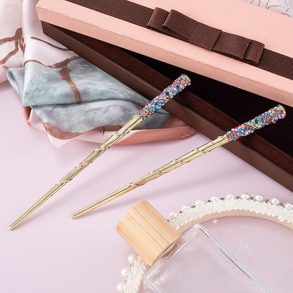 PAGOW 2 Pcs Rhinestone Crystal Hair Sticks, Colorful Hair Chopsticks for Women, Traditional Chinese Hairpin, Antique Chopsticks Hairpin for Long Hair, Wedding Hair Accessories Jewelry