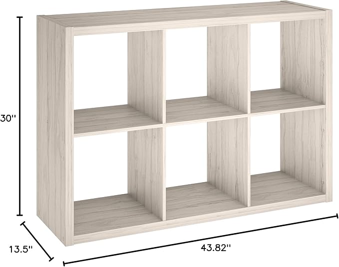 ClosetMaid 4569 Decorative Open Back 6-Cube Storage Organizer, Bleached Walnut
