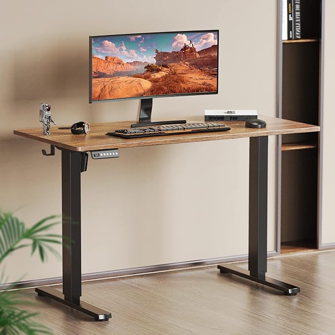 Sweetcrispy Electric Standing Desk, 40 x 24in Adjustable Height Electric Stand up Desk Standing Computer Desk Home Office Desk Ergonomic Workstation with 3 Memory Controller, Rustic Brown