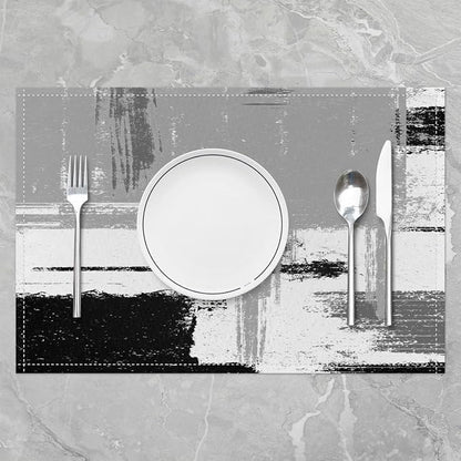 Feelyou Grey White Black Table Place Mats, Geometric Placemats Set of 4 Teens Abstract Modern Art Placemat for Kitchen Dining Table Decor Indoor Outdoor 18"x12" Buffalo Check