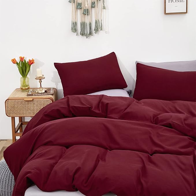 Burgundy Comforter Set Cal King Size Dark Red Bedding Set Pure Burgundy Beddig Soft Durable Quilt Set Women Durable Lightweight Plain Burgundy Blanket Men Breathable Dark Red Bed Comforter Set