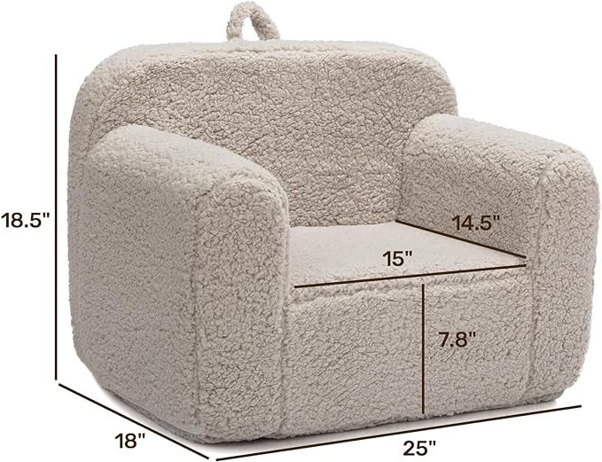 ALIMORDEN Kids Ultra-Soft Snuggle Foam Filled Chair, Toddler Cuddly Sherpa Reading Couch for Boys and Girls, Light Grey
