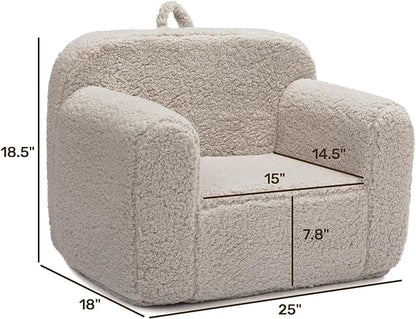 ALIMORDEN Kids Ultra-Soft Snuggle Foam Filled Chair, Toddler Cuddly Sherpa Reading Couch for Boys and Girls, Light Grey