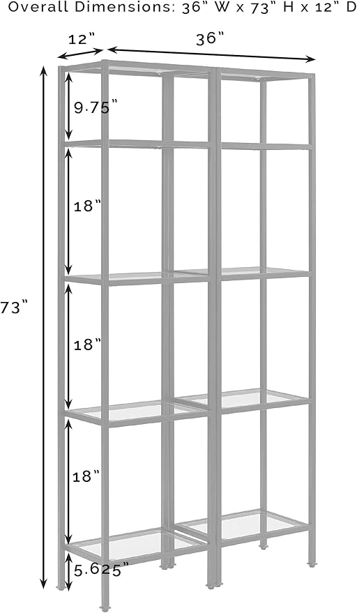Crosley Furniture Aimee Narrow Etagere Set, Gold and Glass