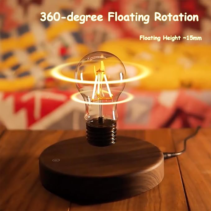 Magenetic Levitating Lamp, Floating Light Bulb, Auto Rotating LED Table Lamp Night Light for Home/Room/Office Decor