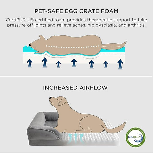 Bedsure XXL Orthopedic Dog Bed - Washable Great Dane Dog Sofa Beds for Giant Dogs, Supportive Foam Pet Couch Bed with Removable Washable Cover, Waterproof Lining and Nonskid Bottom, Blue