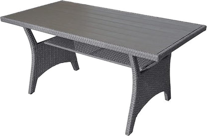6-Piece Patio Furniture Set with Dining Table, Outdoor Garden Sectional Sofa, All-Weather Wicker Conversation Couch with Chairs, Stools and Cushions, Onesize, Gray Rattan