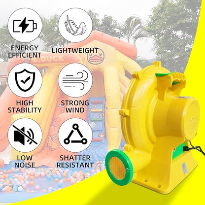 1100Watt/1.5HP High Power Air Blower for Large Inflatables, GONFLABLE Inflatable Bounce House Blower, Portable Fan Pump Blower Corded Commercial for Bouncy Castle, Jumper, Water Slide