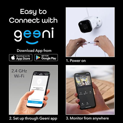 Geeni Hawk 3 Outdoor Security Camera, 1080p HD, Weatherproof, Motion Detection, Night Vision, Two-Way Audio, Alexa/Google Compatible