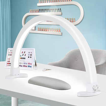 Super Bright Half Moon Light for Nail Desk, Upgrade Nail Lamp for Desk with Stepless Dimming, Half Moon Desk Lamp 3 Color Temperature