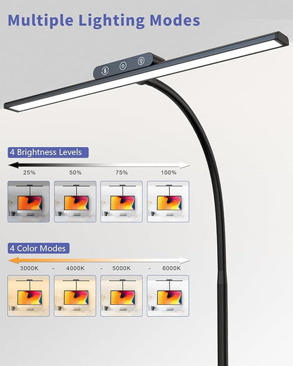 EppieBasic Desk Lamp, Architect Desk Lights for Home Office, Eye Care Led Desk Lamps with Clamp Dimmable & 4 Color Modes, 24V Bright Table Lamp Office Lighting for Working Reading Study
