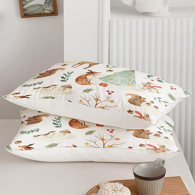 Wild Animal Comforter Queen Size,Rabbit Deer Comforter Set for Kids Teens Girls Boys,3Pcs Bedding Set Printed Comforter with 2 Pillowcases,Down Alternative,Soft and Lightweight，Queen Size