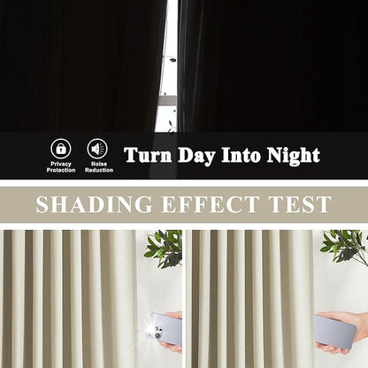 Vision Home Sand Pinch Pleated Full Blackout Curtains Linen Blended Room Darkening Window Curtains 90 inch for Living Room Bedroom Thermal Insulated Pinch Pleat Drapes with Hooks 1 Panel 60" Wx90 L