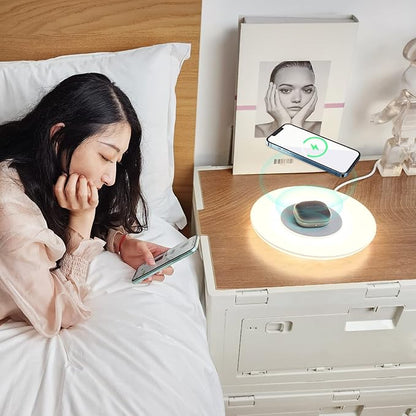 Table Lamp with Wireless Charger, Table Lamp with USB Port 2, Nightstand Lamp with Charging Station, Desk Night Light with Wireless Charger, Three-Port Plug (Table Lamp 4000K)