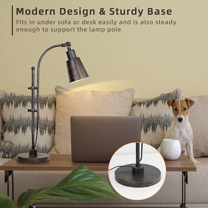 Metal Desk Lamp Rustic Task Lamp Black Adjustable, Industrial Style Lamp with On/Off Switch, Vintage Work Lamp, Reading Lamp for Bedroom, Study Room &Office, ETL Certificate. (Black01-3S)