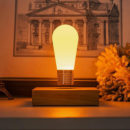 HCNT Floating Light Bulb, Magnetic Levitating LED Desk Lamp Table lamp Night Light, 360 Degree Automatic Rotating Light, Unique Gifts for Christmas Office Decor