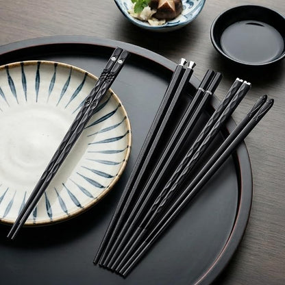 HIWARE 10 Pairs Fiberglass Chopsticks - Reusable Chopsticks Japanese Style Dishwasher Safe, 9 1/2 Inches