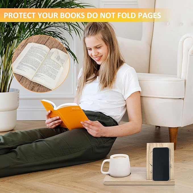 Small Bookshelf, Triangle Book Holder, Solid Wood Short Mini Book Rest, Simple Bookcase for Bedroom Nightstand Office Desk Library or Table Centerpiece Decor for Coffee and Book Lover