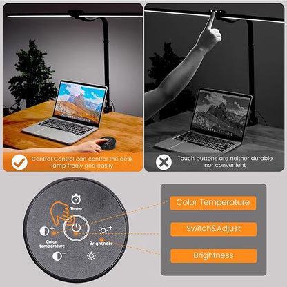 LED Desk Lamp for Home Office, Wireless Remote Control Light, Computer Desk Light, Bright Desktop Lamp, Dimmable Desk Lighting for Work, Draft, Study, Eye-Caring Desk Light (NO BATTERY)
